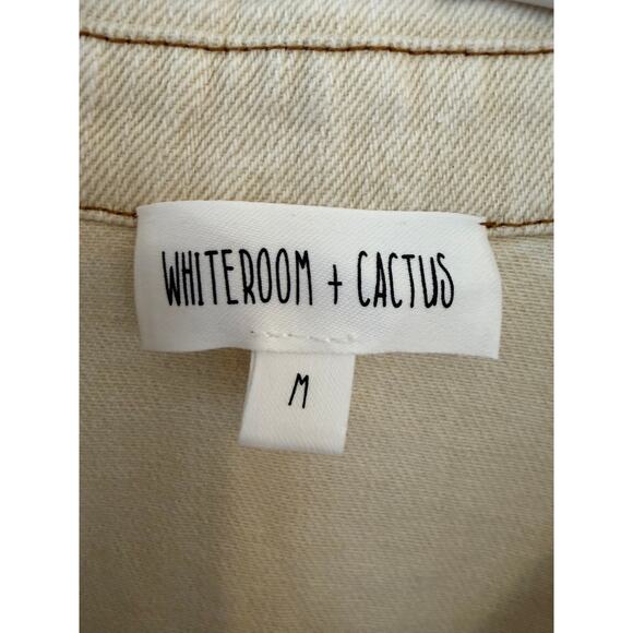 Whiteroom + Cactus Cotton Denim Shirt Dress Beige Snap Button Utility Size M - Picture 5 of 10